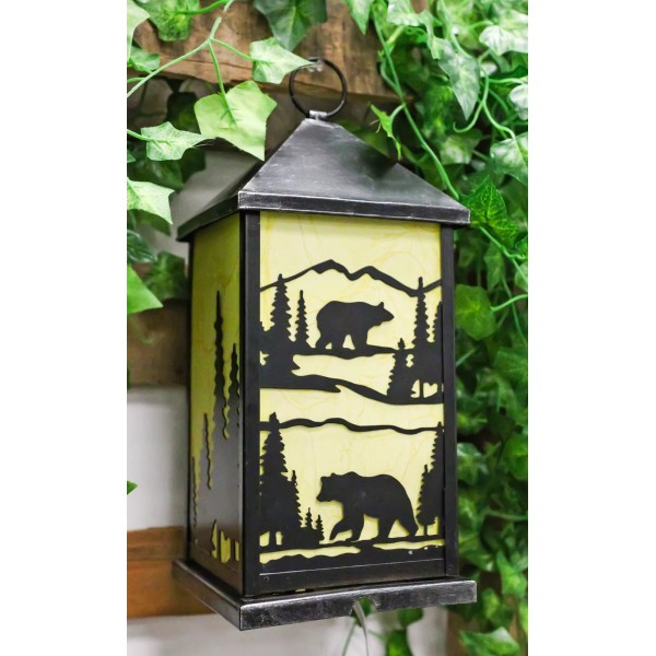 Rustic Black Bear Scenic Forest Mountains Electric Metal Wall Or