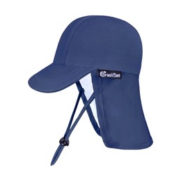 weVSwe Baby Sun Hat UV SPF50+ Sun Protection Neck Flap Hat Adjustable Chin Strap Toddler Summer Hat, darkblue