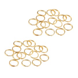 Leliafleury 200Pcs Round Key Rings 8mm Metal Split Rings Key Ring Hoops for DIY Crafts Jewelry Making (Gold)