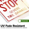 Wrong Way Stop Severe Tire Damage Sign, 10x7 Inches, 4