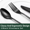 Black Hammered Silverware Set With Steak Knives, 24-Piece Stainless Steel