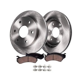Front Ceramic Brake Pad and Rotor Kit - Compatible with 2005-2018 Chevy Silverado 1500 (05-06 with Rear Drum Brakes)
