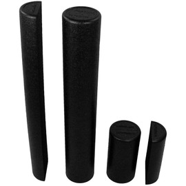 Black High Density Foam Rollers - Extra Firm - 6" x 36" HALF Round (Semi-Circle; "D" Shape)