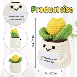 iewrtcin Funny Positive Plants,Positive Plant Crochet Dolls,Small Potted Knitted Decorations,Cute Crochet Flowers Creative Tulip Knitting Gifts Suitable for office,Room,Living Room,Game Room（White）