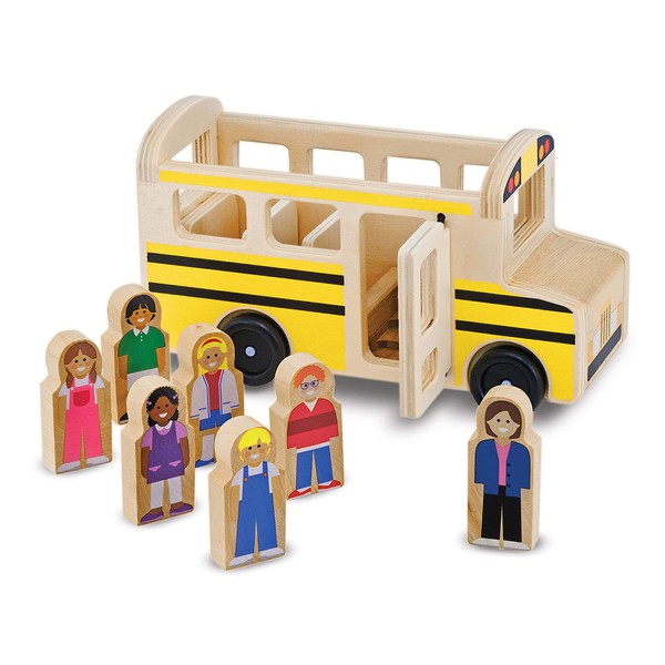Melissa & Doug School Bus Wooden Toy Set With 7 Figures, Pretend Play, Classic Toys For Kids