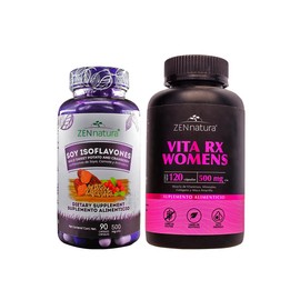 ZENnatura Combo Isoflavonas de Soya + Vita RX Womens, Suplemento Alimenticio para Mujer, Cápsulas de Uso Diario, Fórmula Dual con Vitaminas, Minerales y Extractos Vegetales