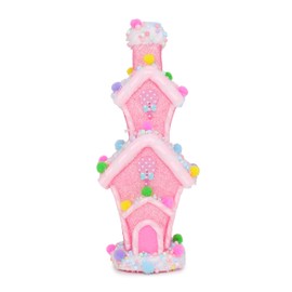 Christmas Concepts® 26cm (10") Pink Glitter Whoville Decorated Candy House - Christmas Decorations