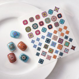 DowhYoke Nail Art Stickers 5D Embossed Nail Stickers Nail Art Design Kit Nail Decals Colorful Nail Decorations Retro Grain Nail Accessories Nail Stickers for Kids Women