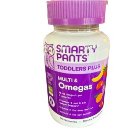 SmartyPants Toddler Plus, Multi & Omegas, Grape, Orange, & Strawberry Banana, 60 Gummies