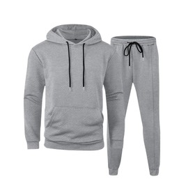 Babioboa Men's Casual Set 2 Piece Classic jogging Suit Hoodie Long Sleeve Pants Hoodie Tracksuit with pockets(Grey,M)