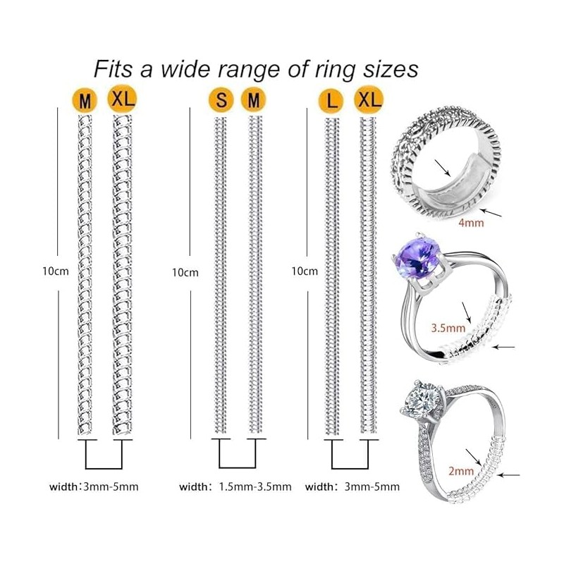 Ryaner Ring Size for Loose Rings,16pcs set, Invisible Clear Silicone,