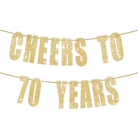 FTWMEME 70th Birthday Decorations - Cheers to 70 Years, Gold 70th Birthday Banner, 70th Birthday Party Decorations, 70th Birthday Ideas, Happy Birthday Sign for 70th Birthday