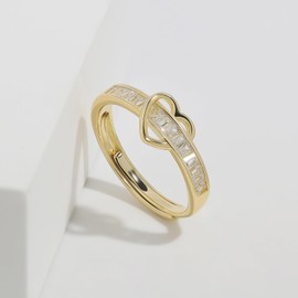 Meissa Sterling Silber Diamant Baguette Ring für Frauen – Kanal-Set Hochzeitsband-Ring Verstellbarer Roségold Breiter Ring Braut Diamant Ring, Gold