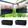 LaLaGreen Deck Railing Planters (2 Pack, 14 Inch) Black Rectangular
