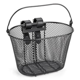 CXWXC Kids Bike Basket - Front Bicycle Bike Basket for Boys and Girls - Bike Baskets with Adjustable PU Straps, Suitable for Most Children's Bicycles and Kids Tricycles (Black)