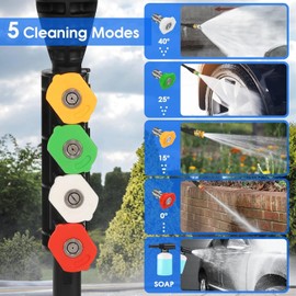 Pressure Cleaner 5000 PSI,2.8 GPM Power Cleaner with Foam Cannon,Portable Cleaner with 33ft Hose Reel,4 Nozzle Tips,and Soap Bottle for Cars/Home/Driveways/Patios/Decks/Fences(Blue)