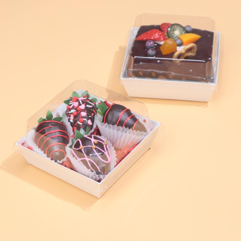 ROSPAKTEK 60Pack Bakery Boxes 4x4x2.5 Inches with Clear Lids –