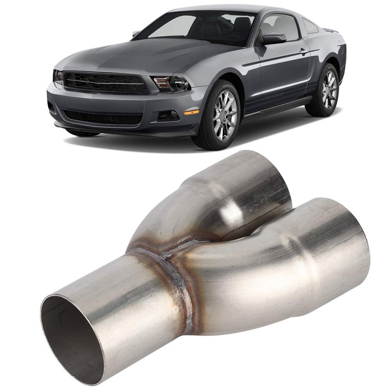 Gorgeri Stainless Dual Pipe,Universal Stainless Exhaust Y Pipe Adapter 2.5in