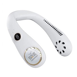 SKE CULTUR bladeless neck fan, portable and wearable around neck, USB rechargeable, neckband with 3 speeds, wearable around neck (white)