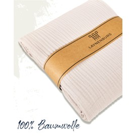 LAYNENBURG Premium Muslin Bedspread 150 x 200 cm - 100% Cotton - Extra Soft, Lightweight Summer Blanket as Cuddly Blanket, Bed Throw, Cotton Blanket, Couch Throw - Warm Sofa Blanket (Beige)