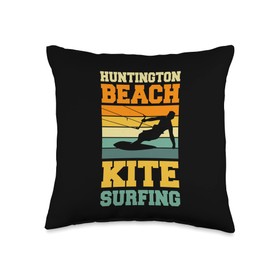 Matching Family Vacation Huntington Beach Souvenir Huntington Beach Kite Surfing in California Coast Throw Pillow, 16x16, Multicolor