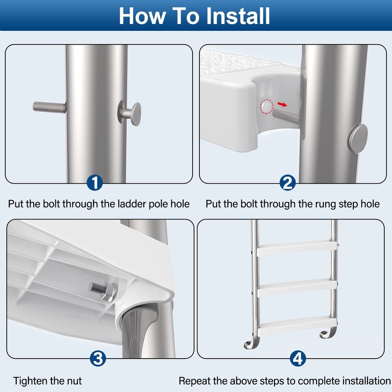 Goovilla Pool Ladder Steps Replacement, (3-Pack) 18" Universal Heavy-Duty Molded