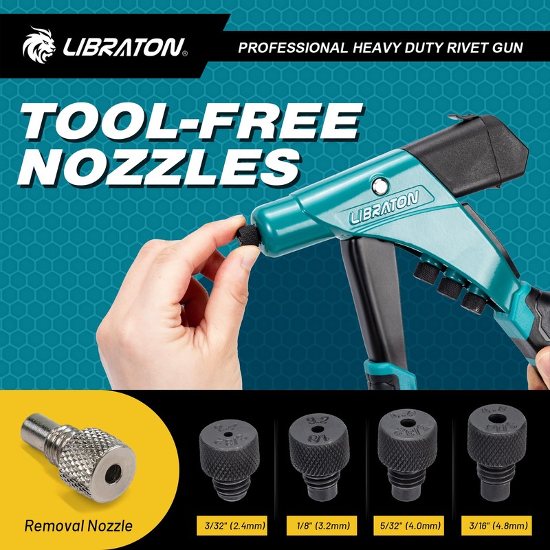 LIBRATON Professional Heavy Duty Rivet Gun, One-Handed Pop Rivet Gun