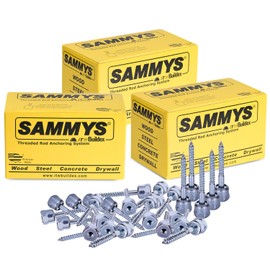 Everflow Sammys 8008957-75 GST 20 3/8 Inch Vertical Threaded Rod Anchor Designed for Wood, Easy Use, No Pre-Drilling Required, Steel with Zinc Finish, 1/4 x 2 Inch Screw Length-(Pack of 75), 75 Piece