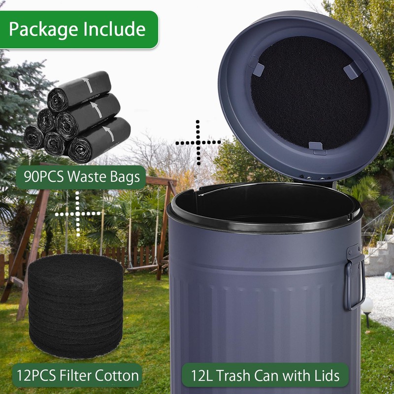 Umtiti Dog Poop Trash Can with Lid for Outdoors，3.2 Gallon