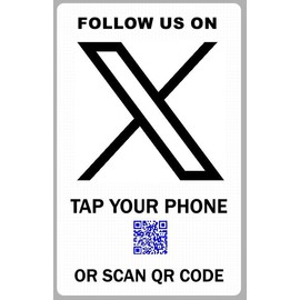 Tap and Share Contactless Sharing Smart NFC 'Follow Us On X' - X (Twitter) Connect Card Card + QR code