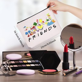 Reading Day Gift Book Lover Gift Friend Makeup Bag Read Across America Gift Reading Teacher Gift (Dr-Friend CA)