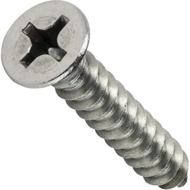 #2 x 1/4" Flat Head Sheet Metal Screws, Phillips Drive, Stainless Steel 18-8, Full Thread, Bright Finish, Self-Tapping, Quantity 100 by Fastenere