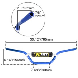 Universal 7/8" 22mm Dirt Pit Bike Handlebars with Crossbar, Foam Pad-Blue