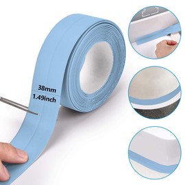Bath & Kitchen Caulk Tape Sealant Strip, PVC Self-Adhesive Tub & Wall Sealing Tape, Shower Tile Sealer (Blue)