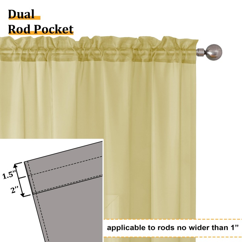 Aiyufeng Yellow Sheer Curtains 2 Panel Sets 84 Inches Long