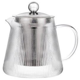 Cristel Darjeeling Collection Borosilicate Glass Teapot, 41 Ounces, With Stainless Steel Lid and Infuser