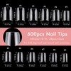 AddFavor Medium Square Nail Tips, 600pcs Soft Gel Nail Tips