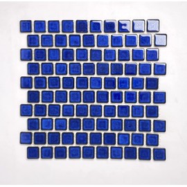 Tenedos 1x1 Cobalt Blue Square (Exact Size 1-1/8 in.) Brick Porcelain Mosaic Floor Wall Pool Tile Backsplash on Mesh 12x12 for Kitchen, Swimming Pool, Bathroom Shower, Accent Decor (1 Sheet)