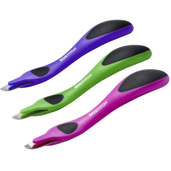 Bostitch Office Professional Magnetic Easy Staple Remover Tool - 3 Pack Neon Colored Staple Puller Stick for Office Home & School.