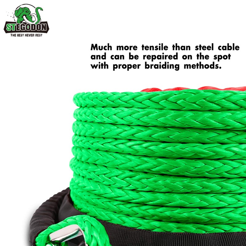 STEGODON 3/8" x 100ft Synthetic Winch Rope 23,809lbs Dyneema Winch
