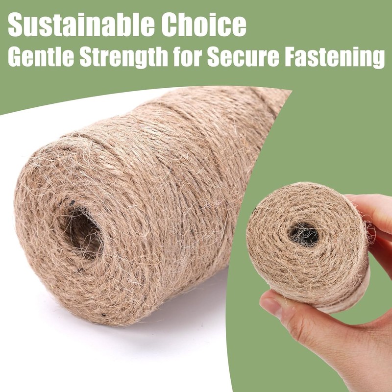 VGOODALL 2Pack 2mm Natural Jute Twines, 656 Feet Long Brown