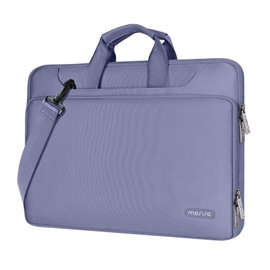 MOSISO 360 Protective Laptop Shoulder Bag Compatible with MacBook Air/Pro, 13-13.3 inch Notebook, Compatible with MacBook Pro 14 inch M3 M2 M1 2024-2021, Matching Color Sleeve with Belt, Lavender Gray