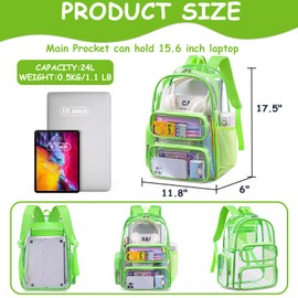 CAMTOP Clear Backpack Heavy Duty Transparent Bag See Through BookBag for Student School Work Festival Sport Travel