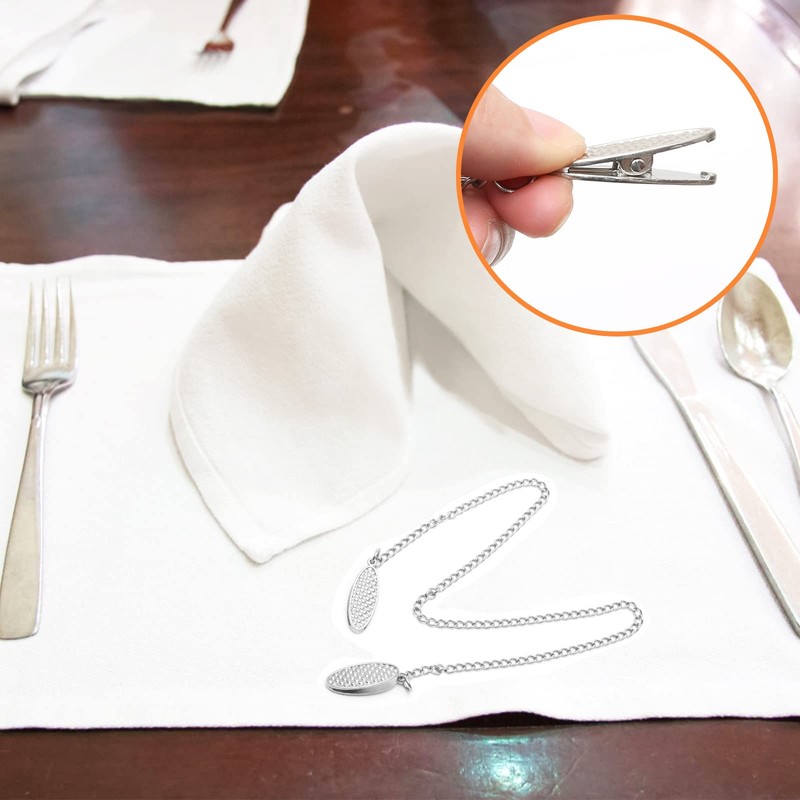 4 Pcs Metal Napkin Fixing Clip Chains (18.9 inch), Elegant