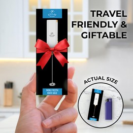 Powerful Milk Frother Wand - Mini & Mighty Handheld Drink Mixer - Portable Coffee Frother For Latte, Cappuccino, Matcha, Hot Chocolate, Creamer - White Gold