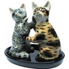 Ceramic Salt and Pepper Shaker Set with Cat Motif (Grey