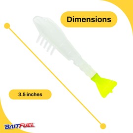 BAITFUEL Saltwater GO2 Shrimp Creature Bait Supercharged with X65 Saltwater Formula | 3.5-Inch, Glow Chartreuse