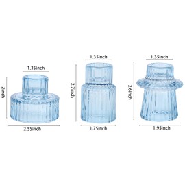 Vixdonos Glass Candlestick Holders Tealight Candle Holders for Table Centerpieces, Wedding Decor and Dinner Party (6 Pcs, Light Blue)