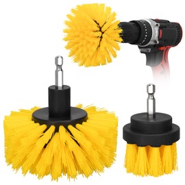 2pcs Drill Brush Attachment Set for Tile Grout Lines, Bathroom, Showers, Tile, Tile Seams, Bathtubs (Yellow)