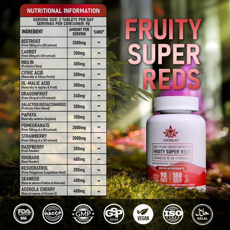 Super Reds Supplement Tablets – 9300mg per Serving – 180